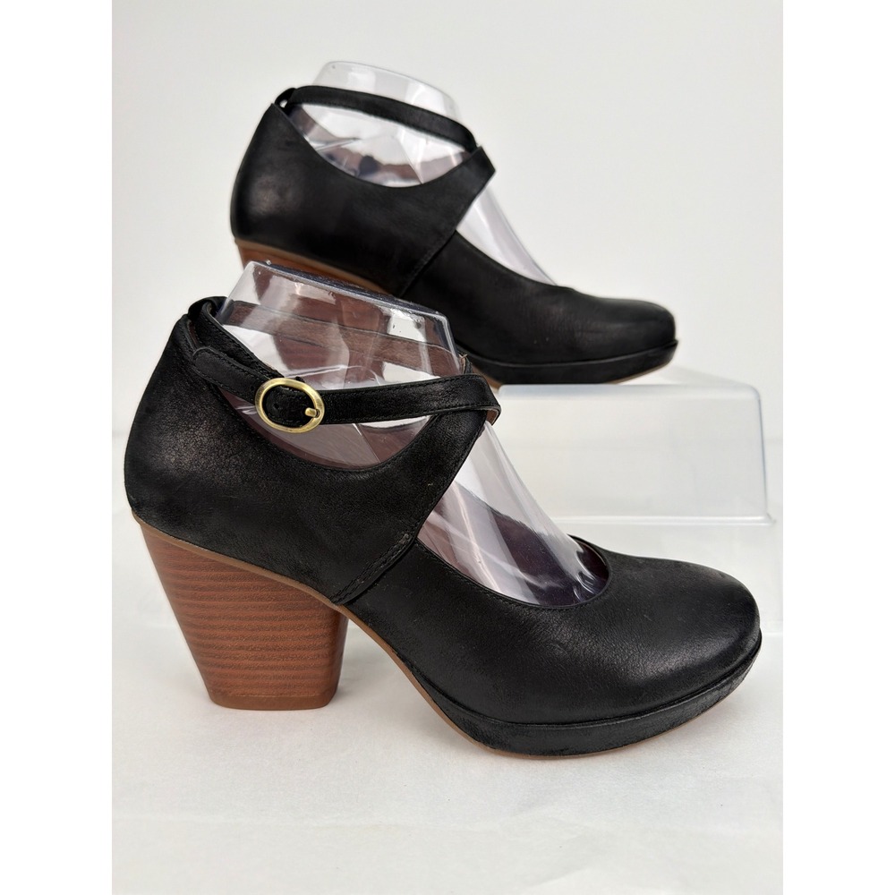 Dansko Fawna Mary Jane Heels 38 Black Leather Platform Block Heel Professional